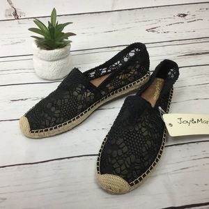 NWB Joy&Mario Black Lace Espadrilles, Size 8.5
